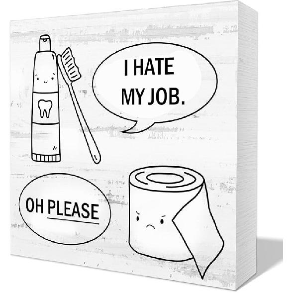 Funny Bathroom Art Signs - Mustaches are Cool Mullets Not - Toilet Paper Decorative Tabletop Signs for Bathroom Toilet Home Desktop, Christmas, colour1