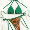 Swimsuit Women'S Direct Double Fabric Flower Sexy Lace-Up Bikini Small Breasts Gather