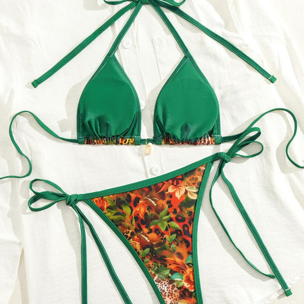 Swimsuit Women'S Direct Double Fabric Flower Sexy Lace-Up Bikini Small Breasts Gather