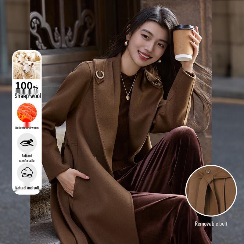 

Bailuyu Women s 100% Wool Double-faced Commuter Coat XL