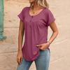 Women’s Casual Short Sleeve Pullover T Shirt with Crew Neck and Button Loose Fit Summer Top Blouse