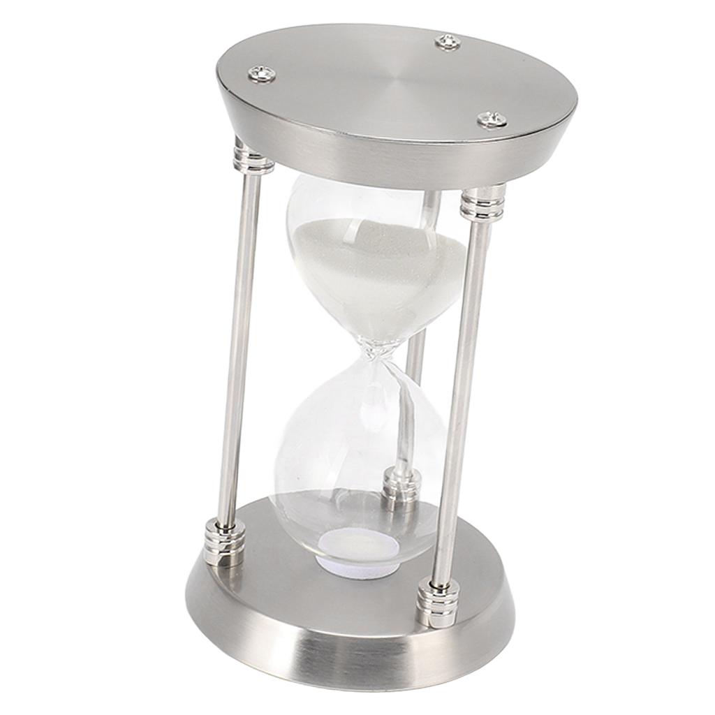 Metal Hourglass Sand Timer Decorative Vintage High Glossy Sand Replaceable Sandglass Clock Silver S