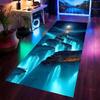 3D Luminescent Waterfall Carpet Glowing Cascade with Rock Cliff Print Runner Rug Ethereal Blue Flow Floor Mat Fashion and Beauty