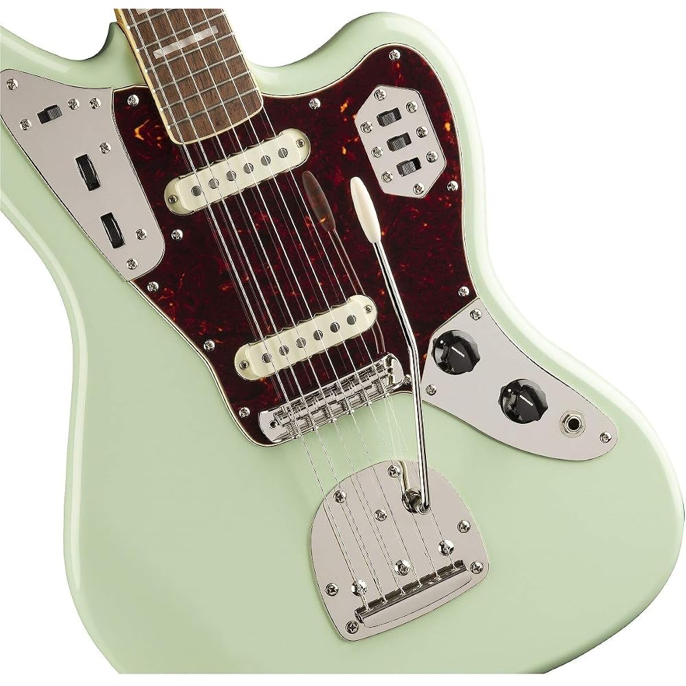 Squier by Fender Electric Guitar Classic Vibe '70s Jaguar®, Laurel Fingerboard, Surf Green with S...
