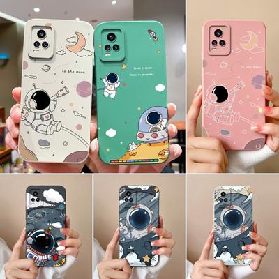 For Vivo Y75 S16 Y73 V17 S10 Y77 Phone Cases Cute Cartoon Astronaut Patterns Lens Protection Liquid Silicone Anti Slip Shell For Vivo Cellphone Casing