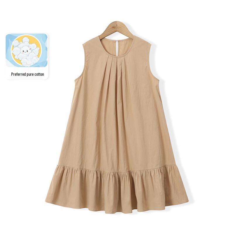 Montagut Girls' Summer Solid Color Cotton Vest Dress