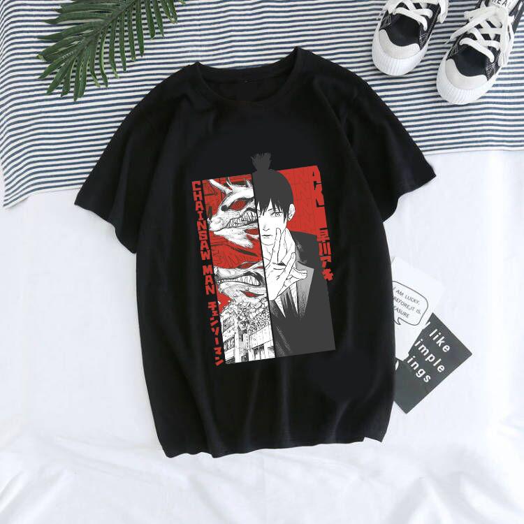 Neue Anime Kettensäge Mann Hayakawa Aki T-shirt Y2k Hip Hop Crewneck T Hemd Männer Frauen Lustige Cartoon T-shirt Graphic Tees tops Männlich
