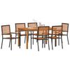 Garden Dining Set 7 Pcs Black Solid Acacia Wood