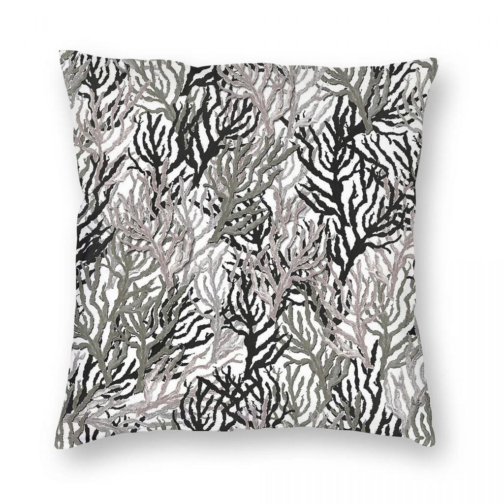 Corals Monochrome Square Pillowcase Polyester Linen Velvet Pattern Zip Decorative Home Cushion Case Wholesale