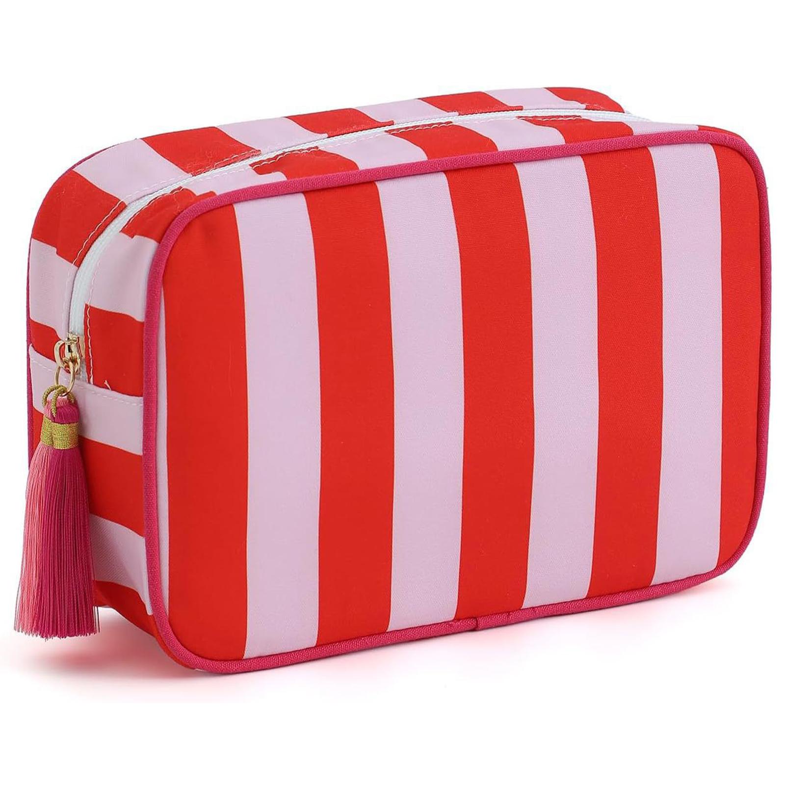 

Striped Aesthetic Toiletry Bags with Tassels Make Up Organizer Waterproof Toiletry Pouch for Women Girls Parties Work Traveling