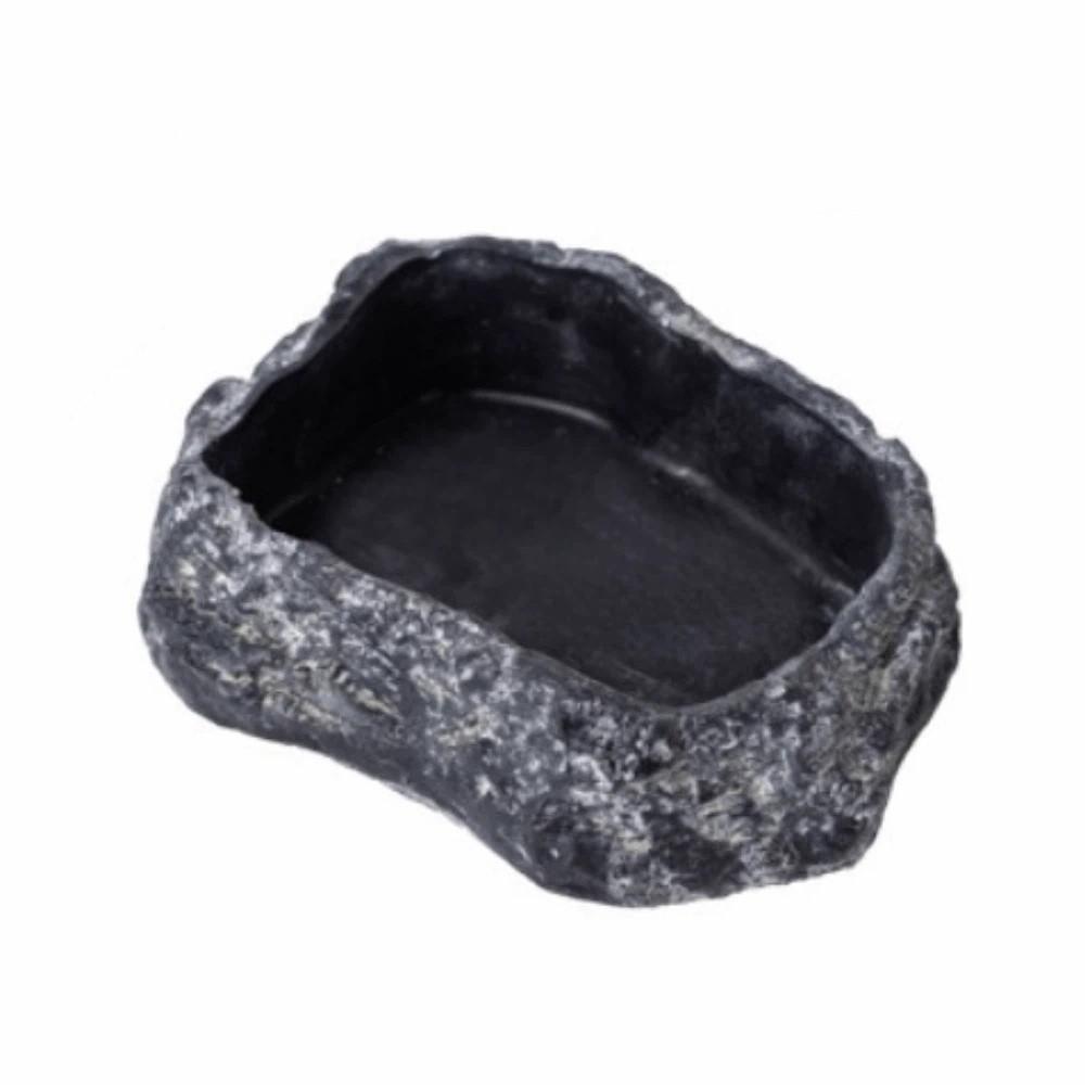 

Anti-slip Reptile Drinking Water Feeding Tray Easy Clean Mini Pet Water Dish Gecko Black S