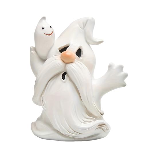 Halloween Resin Nisse Statue Liten Nisse Spøkelse Figur Halloween Tegneserie Stående Spøkelse Ornament for Hjemmekontordekor