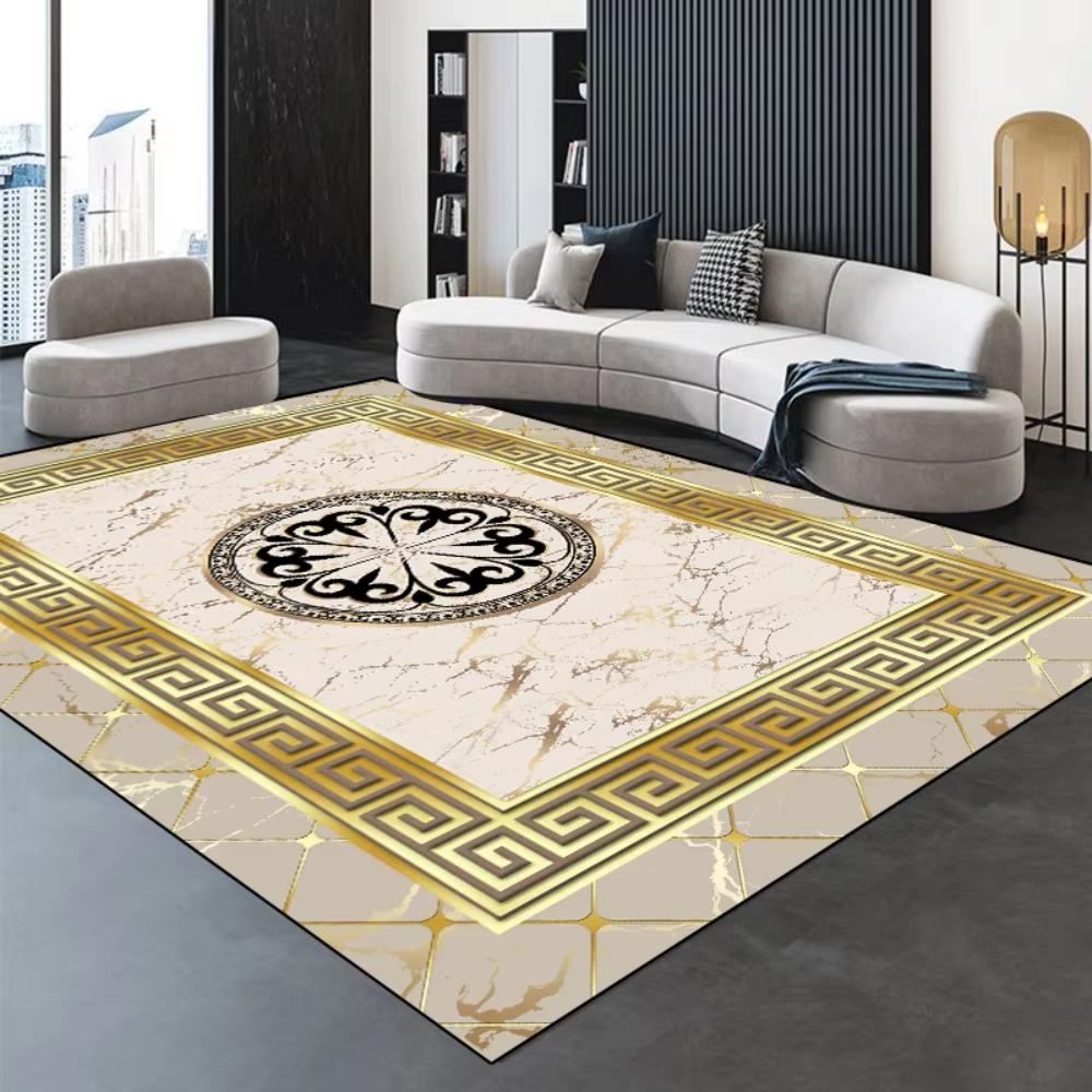 Modern Golden Luxury geometric abstract Carpet Living Room Decor Sofa Rug Bedside Soft Area Rug Balcony Coffee Table Floor Mat