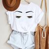 2025 Women Ladies Watercolor Casual Eye Eyelash Fashion Cartoon Summer Lady Print Tee Stylish T Top Tshirts Clothes T-Shirt