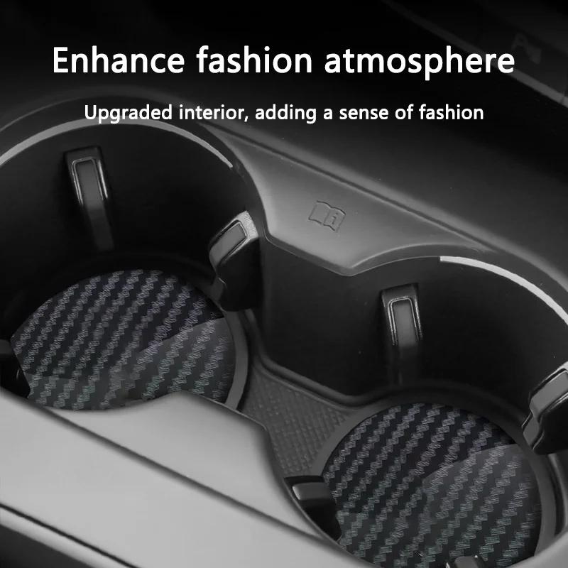 HFYJW1 2 Stück Kohlefaser Auto-Getränkeuntersetzer Anti-Rutsch-Matte Wasserbecher Getränke-Matte Für Fiat Abarth 500 500L 500X 500C Sicherheitsgurt