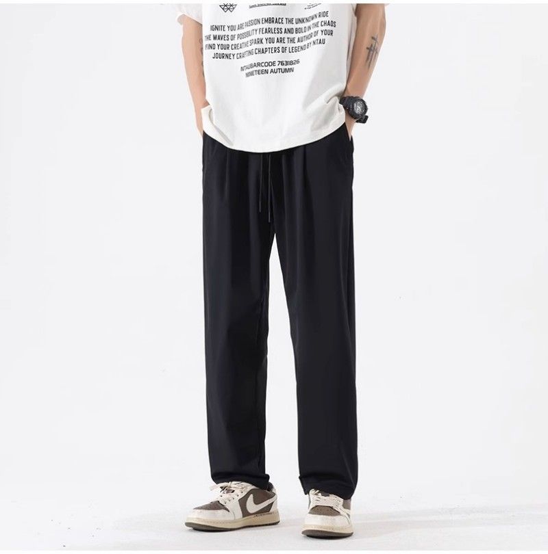 Summer Sports Pants for Men Ice Silk Long Pants with Slim Quick Drying Casual Pants for Men