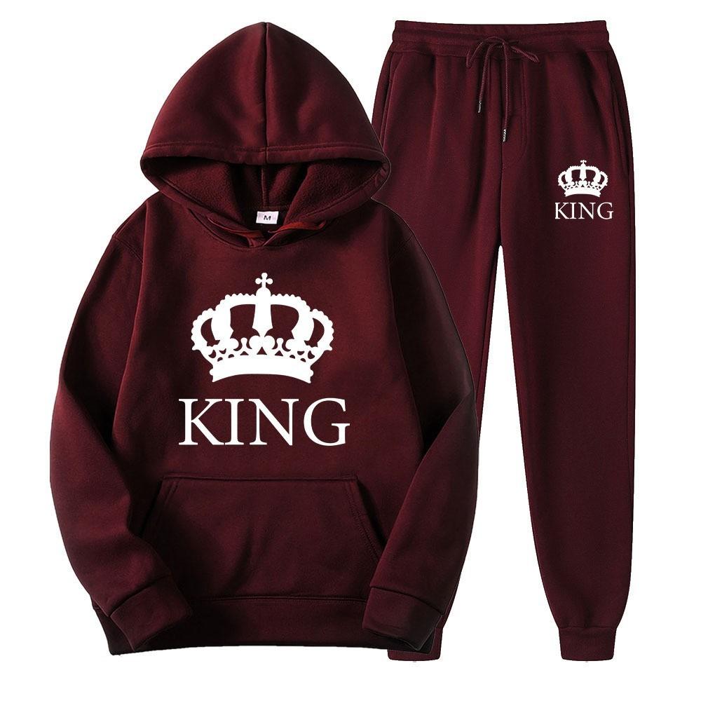 Hot Selling Couple Hoodie Sweatshirt Set for Men and Women's Casual Loose Long Sleeved Fleece Hooded Set