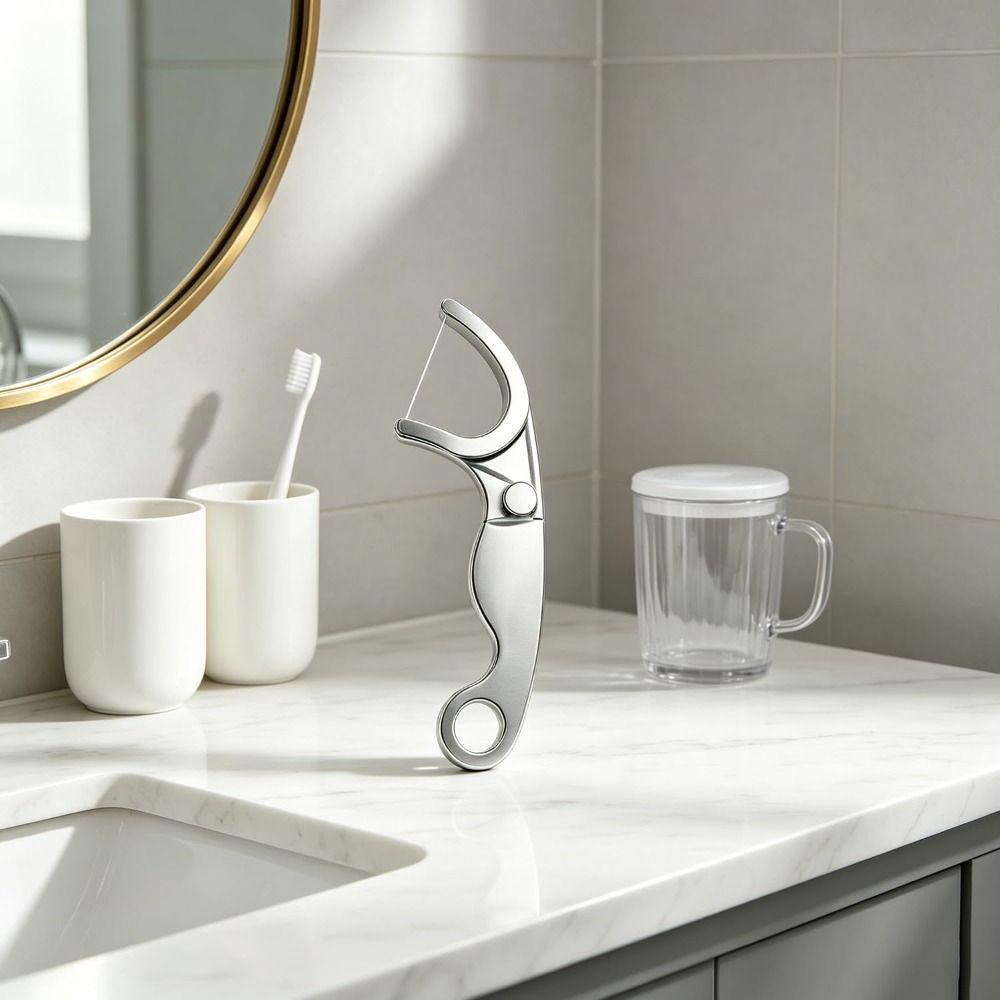 Refillable Stainless Steel Floss Pick Portable Toothpick Durable Metal Dental Floss  Oral Hygiene