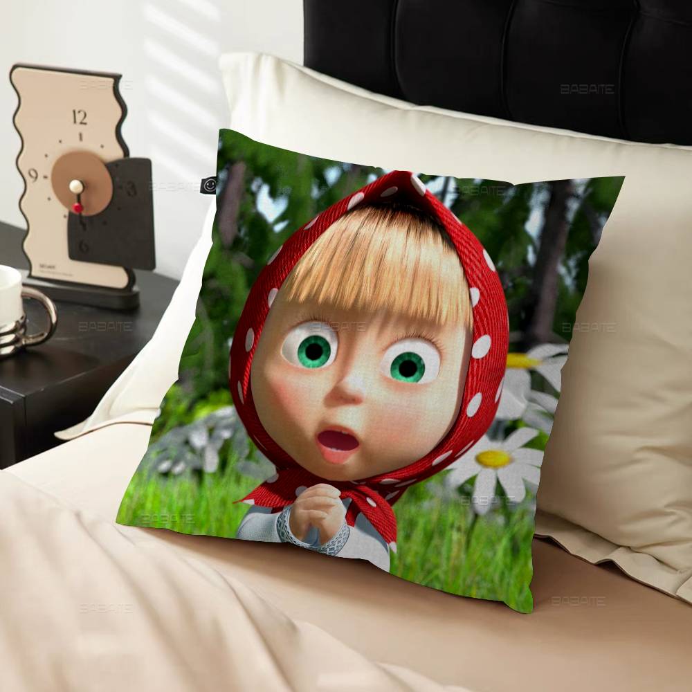 M-Masha And B-Bears Personalized Picture Text Home Decorative Pillows Household Gifts 45x45cm