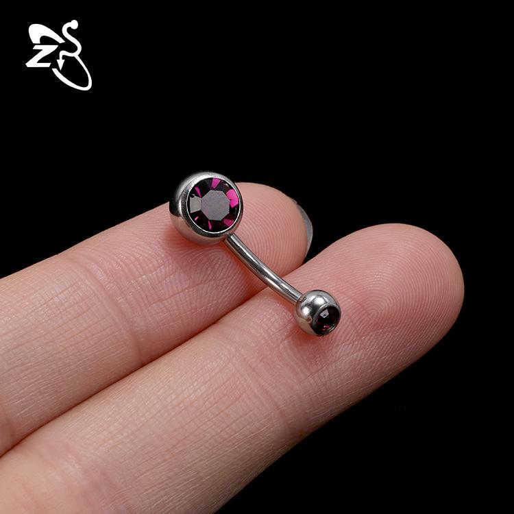 Cross-Border Titanium Steel Zircon Belly Button Ring Set with Double-Headed Design