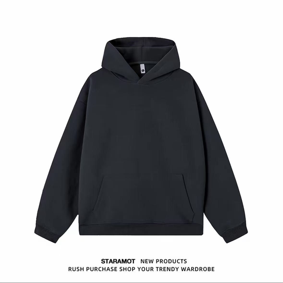 

Unisex Heavyweight Cleanfit Hoodie - Solid Color, Trendy High-Street Style for Autumn/Winter Medium