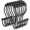 Goowin Shower Curtain Hooks, 12 Pcs Shower Curtain Rings, Stainless Steel Black Shower Curtain Hooks, Shower Curtain Rings Rust Proof, Smooth Sliding