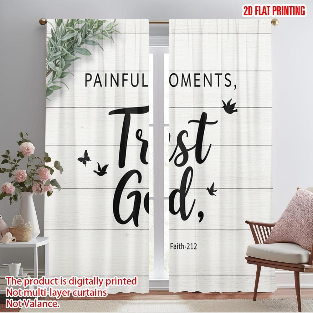 

2pcs 2D flat printing Curtain Trust God Butterflies 100% Polyester Without Electricity Festive Wall Decor for Yard & Garden No 52.50×116.00 CM 2pcs
