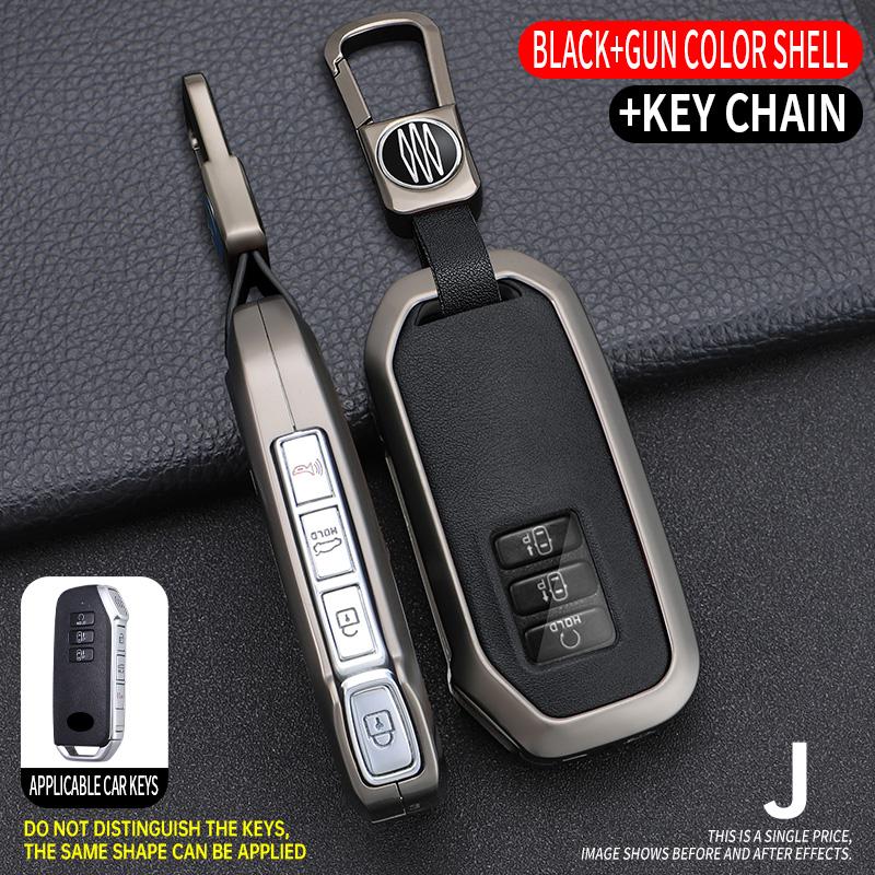 Zinc Alloy + Leather Car Key Case For Kia Sportage 2023 2024 Ray Sorento Soul Telluride Cerato 2020 K5 K8 2022 Remote Key Holder