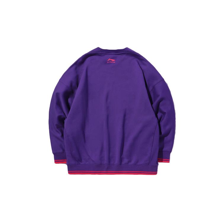Li Ning Sweatshirts Men's Gentian Purple Crew Neck Moderate Regular AWDQ631-1