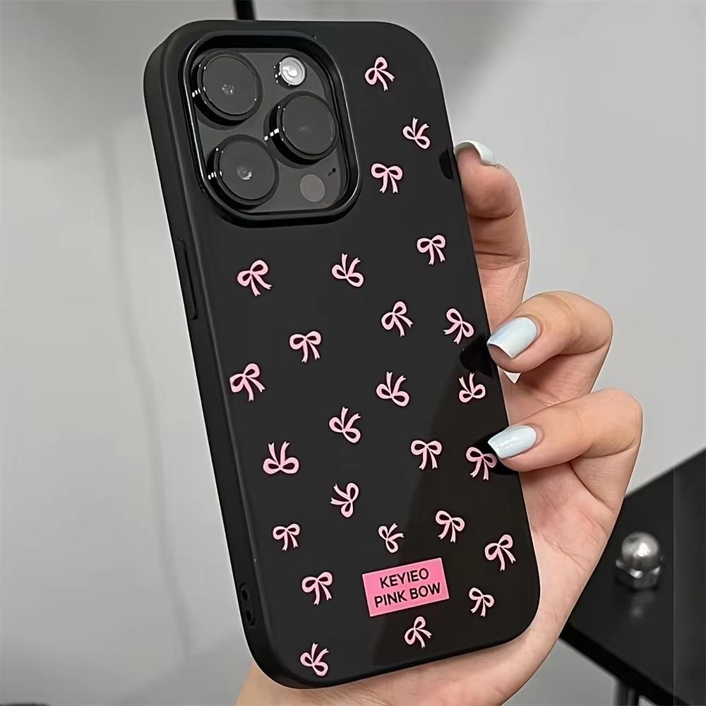 Cute Rosa Bow Pattern Phone Case For iPhone 17 Air 16 e 15 14 13 12 11 Pro Max Plus Mini SE 2020 2022 Soft Cover