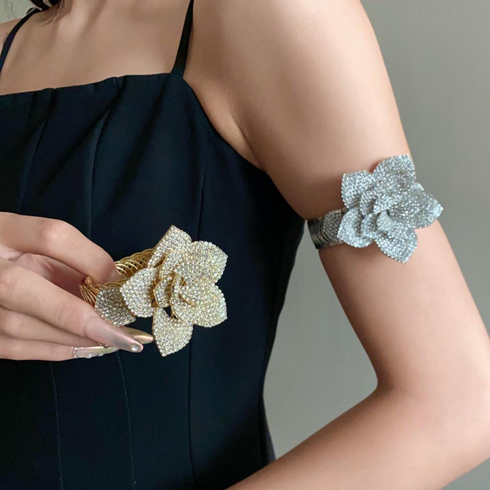 Adjustable Flower Armband Arm Chain Zinc Zinc Alloy Flower Upper Arm Bangle Party