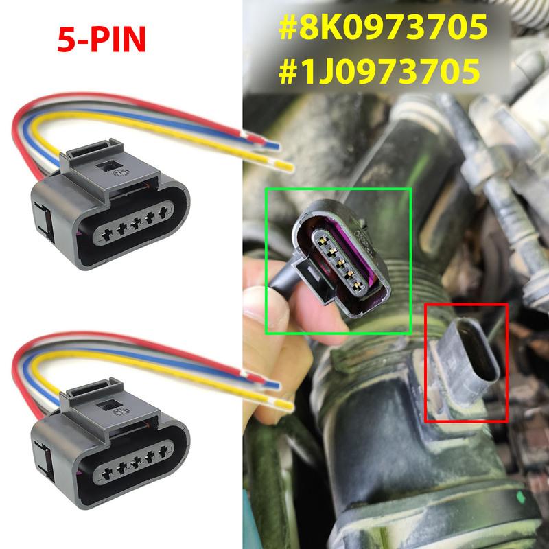 2x For SEAT ALTEA EXEO LEON TOLEDO SKODA OCTAVIA MAF Mass Air Flow Meter Sensor Connector 5PIN Plug Wiring Repair Kit 1J0973705