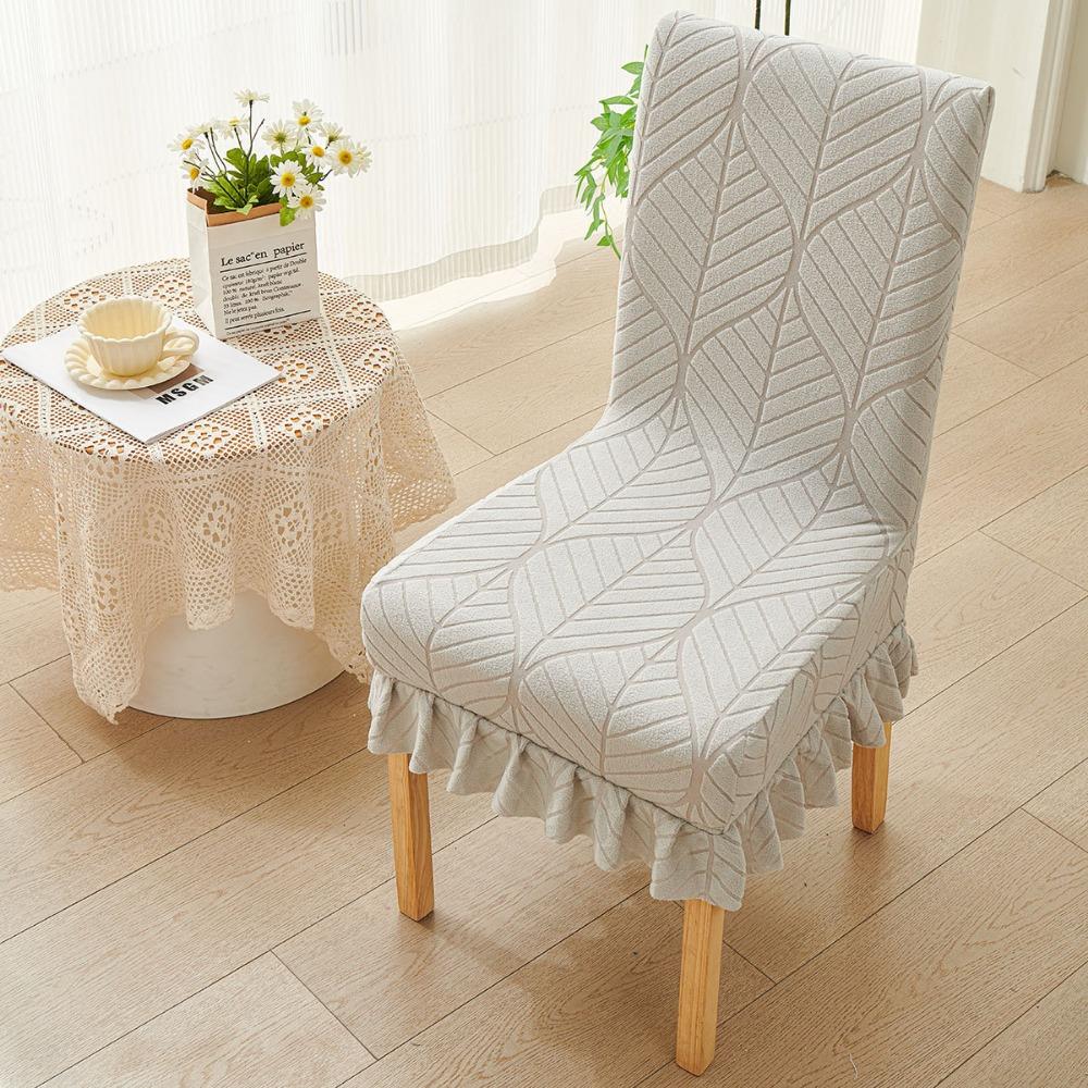 New Anti-slip Chair Cover Backrest Jacquard Elastic Dining Chair Cover Soft Skirt Edge Chair Slipcover For Office Home Seats
