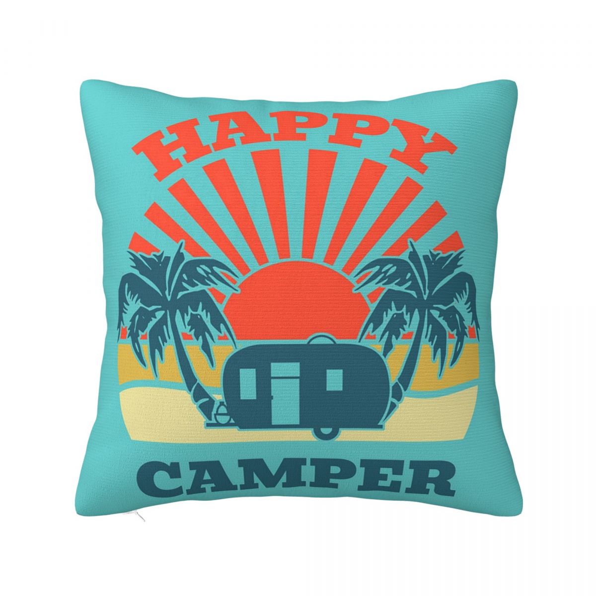 

Happy Campers Car Square Pillowcase Cushion Cover Pillow Case Throw Pillow Cover for Home Sofa Living Room 30cm x 30cm