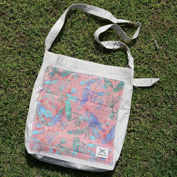 [Patchwork Canvas Bag] Banana Leaves - Pale Pink