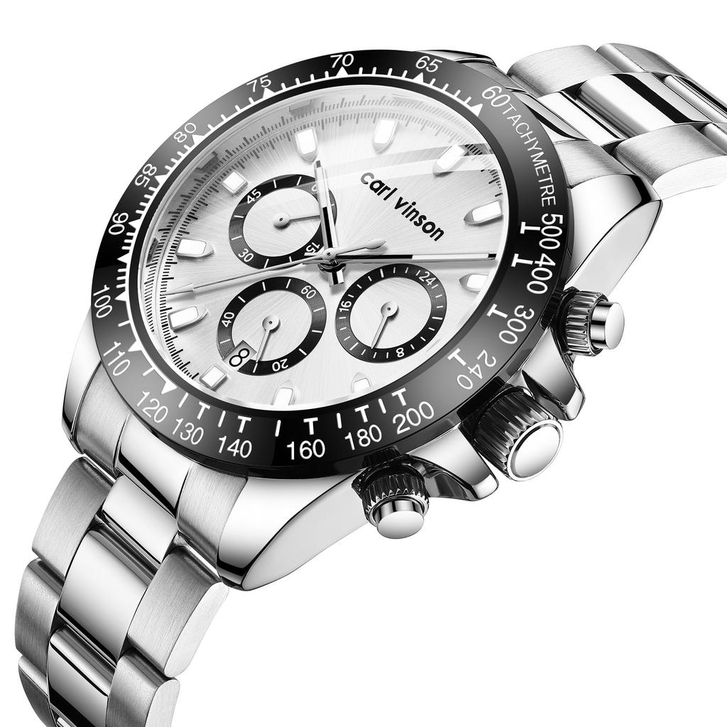 Men's Watch Multi-functional Glow-in-the-dark Waterproof Quartz Watch Business Steel Strap Watch for Men