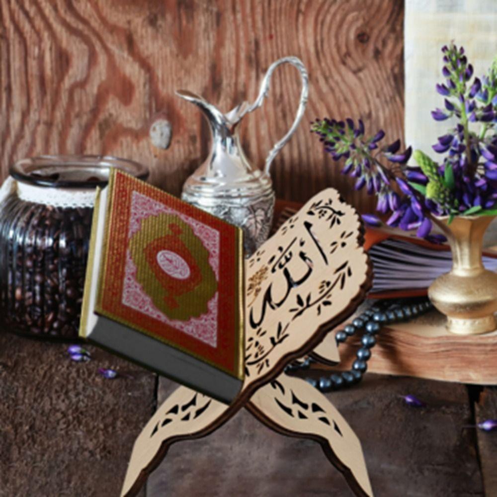 Carved Bible Islamic Muslim Eid Al-Fitr Quran Home Decoration Display Stand Book Shelf Book Stand