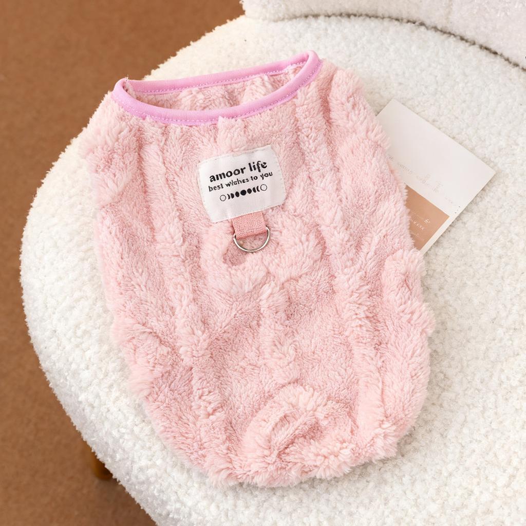 Fleece Pet Vest Winter For Dog/ - Leashable, Heart Pattern, -Shedding