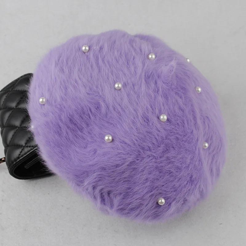 

Распродажа однотонные взрослые женские волосатые береты художник Boinas Feminina хипстерские жемчужные разноцветные элегантные шляпы художника 56-58cm