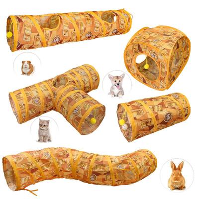 Zusammenklappbarer Katzentunnel Spielzeug Interaktiver Faltbarer Katzenspielröhre mit Hängender Kugel Indoor Haustiertunnel für Kätzchen Bewegung & Jagd