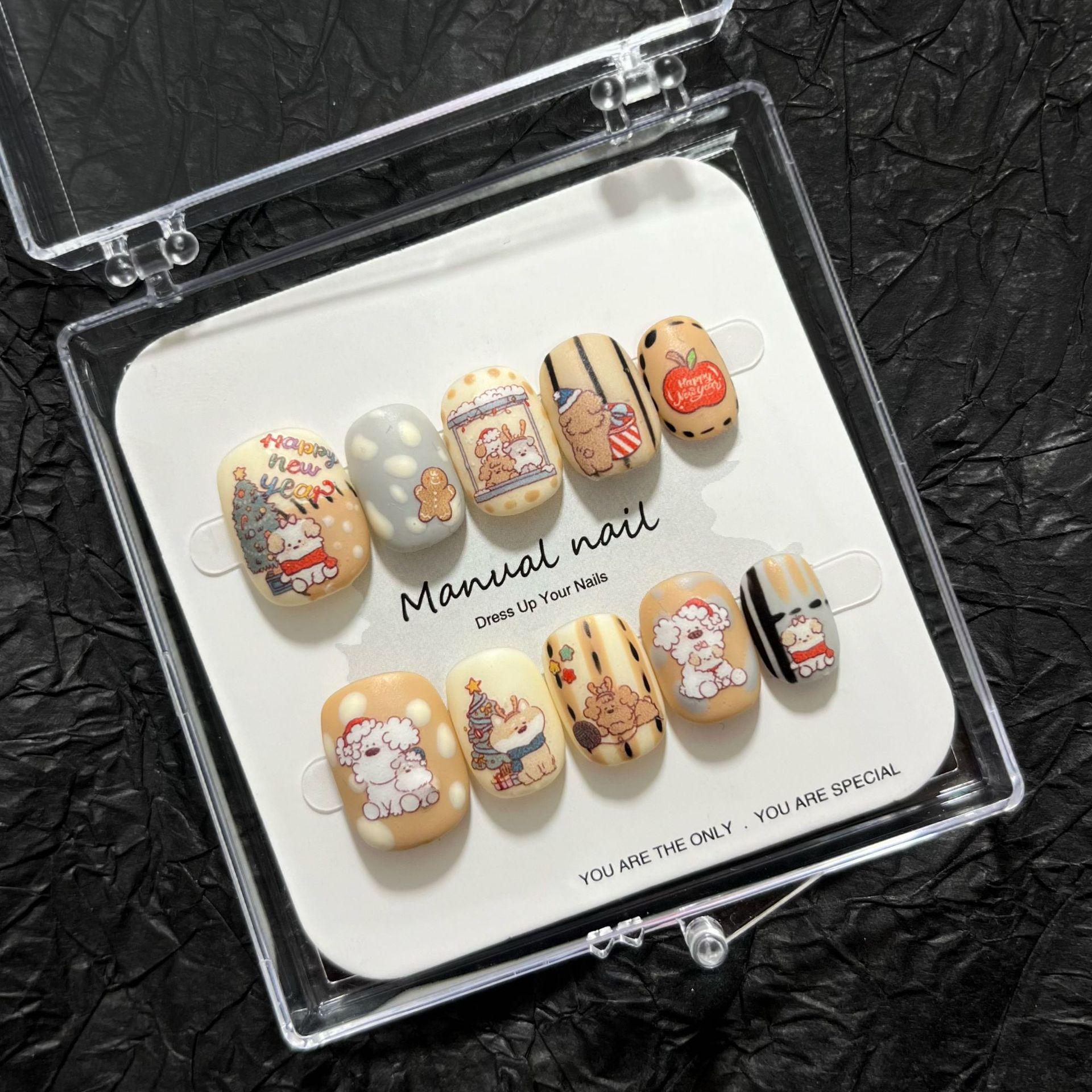 Handmade Cute Cartoon Girl Round Nail Art Stickers A651 Small