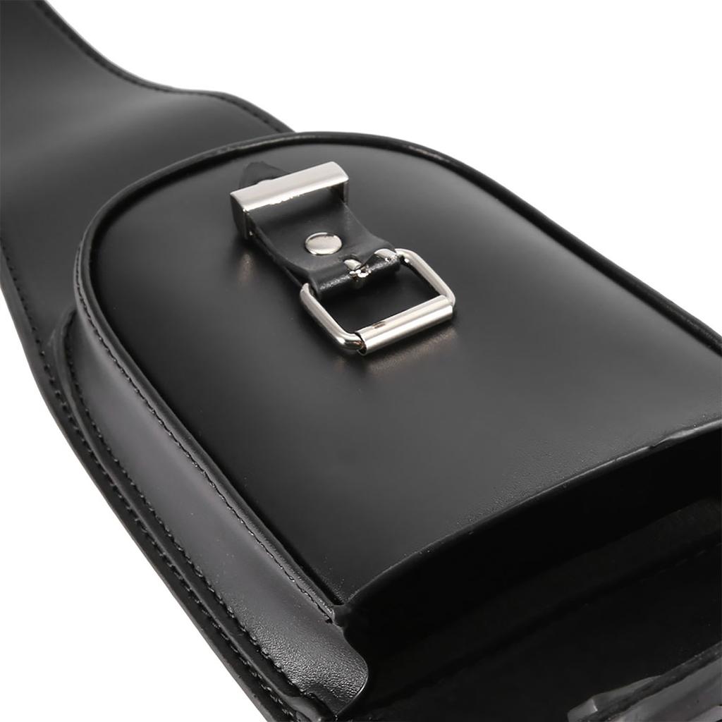 Universal Motorcycle Black PU Leather Fuel Tank Chap Cover Panel with Pouch Bag