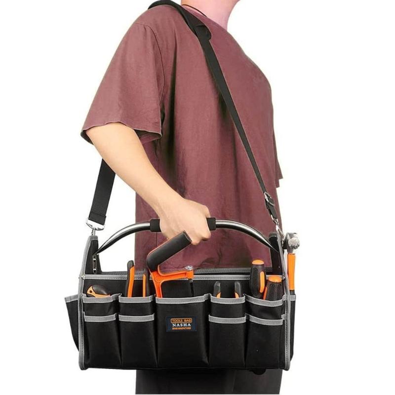 Large Capacity Heavy Duty Tool Bag With Multiple Compartments And Reinforced Base For Professional Technicians And DIY Projects