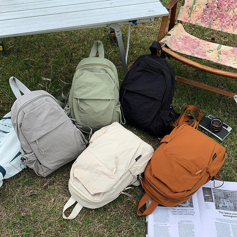 Color Solid Backpack Lightweight For Travel Outdoor Casual Fashion Schoolbag