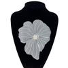 White Organza Patch Big Flower Handmade Diy Clothing Decoration Accessories Embroidery Corsage Cloth Sticker With Beads