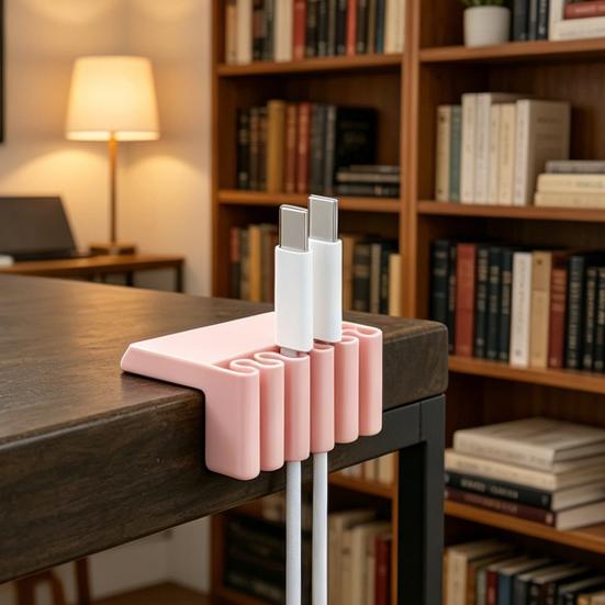 3D Printed Multi-Slot Cable Holder Desktop Cord Organizer Cord Clip with Wave-Shaped Slots
