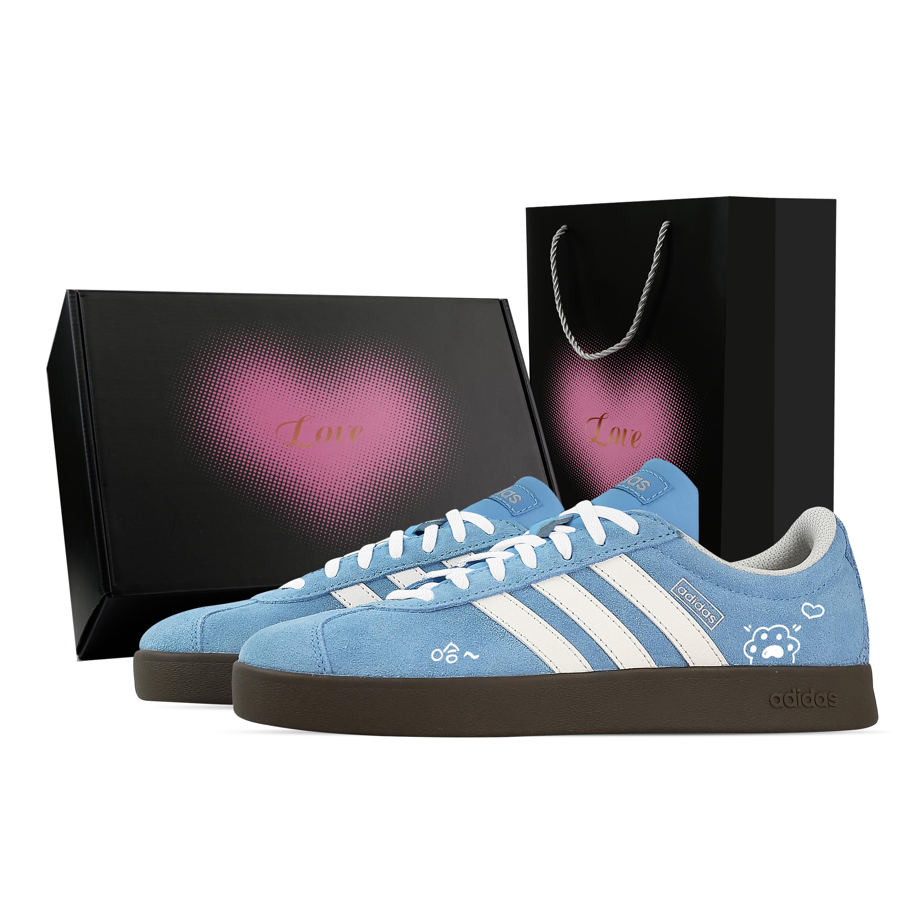 

Adidas VL COURT 2.0 Cheese Cat, Heart Box Low top German Army Trainers Unisex Blue White JI0496(Team529--) 38⅔