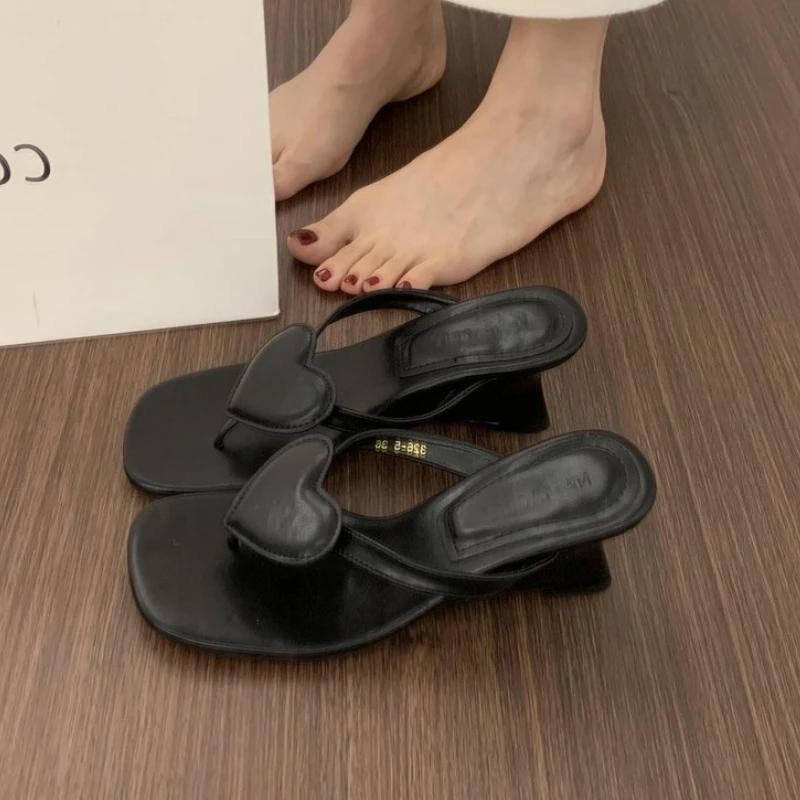 Woman Slippers Leopard Heels Shoes Clip Toe Designer Woman Sandals Summer 2025 Casual Flip Flops Pumps Dress Sandalias De Mujer