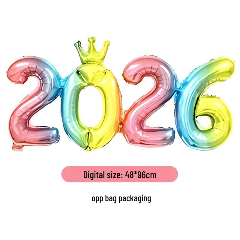 2026 Digitální Nový rok Korunový Kombinéza & Balónová Párty Dekorace Sada