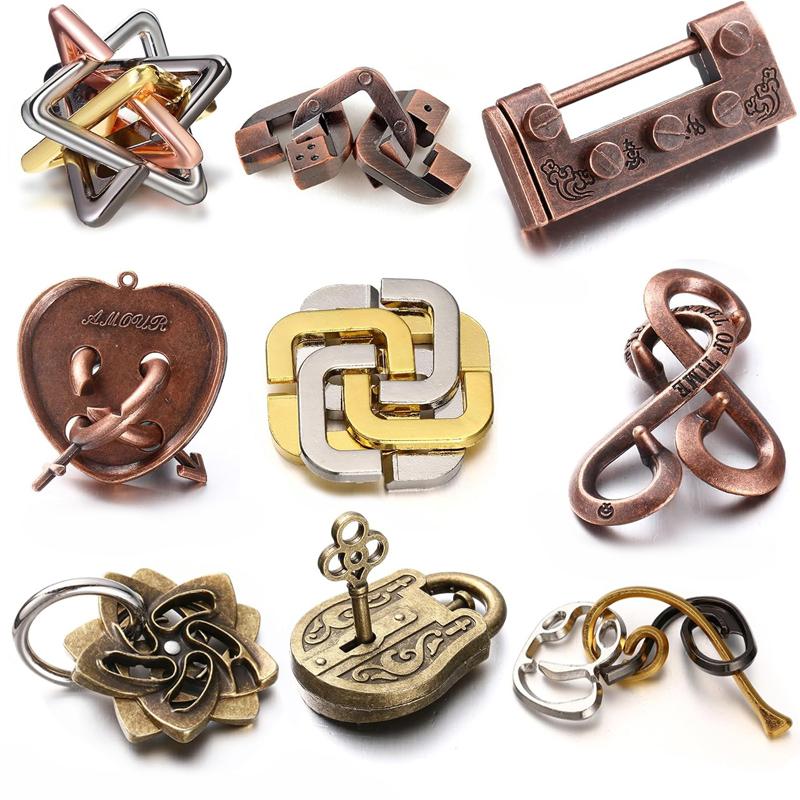 

9Pcs Set Game Lock Unlock Rompecabezas Metalico Iq Brain Teaser Games For Adults Kids Juegos De Ingenio Y Destreza